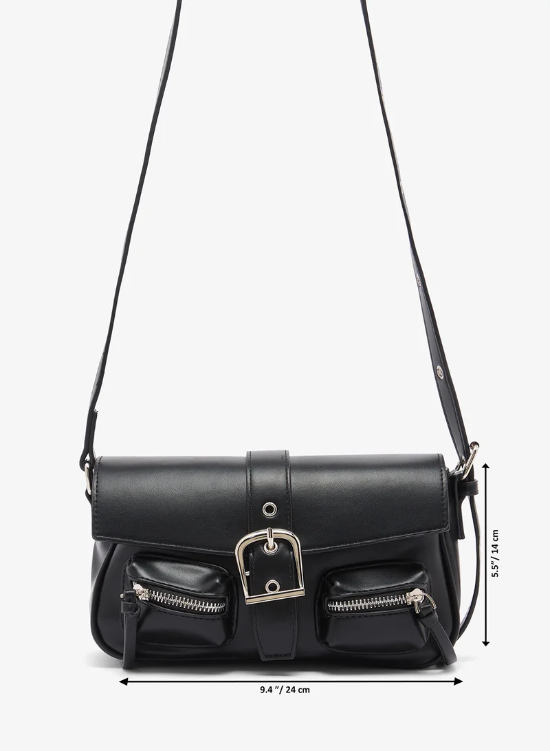 Ginger Black Buckle Detail Crossbody for Women | Best Price UAE